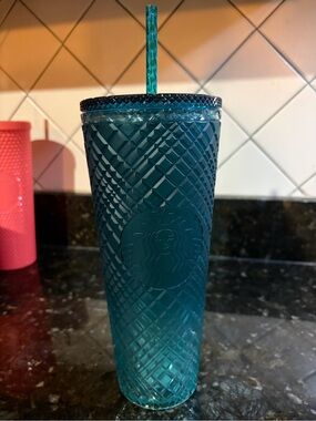 Starbucks Teal Studded Cold Cup w/ Straw LIMITED EDITION OMBRÉ Iridescent
